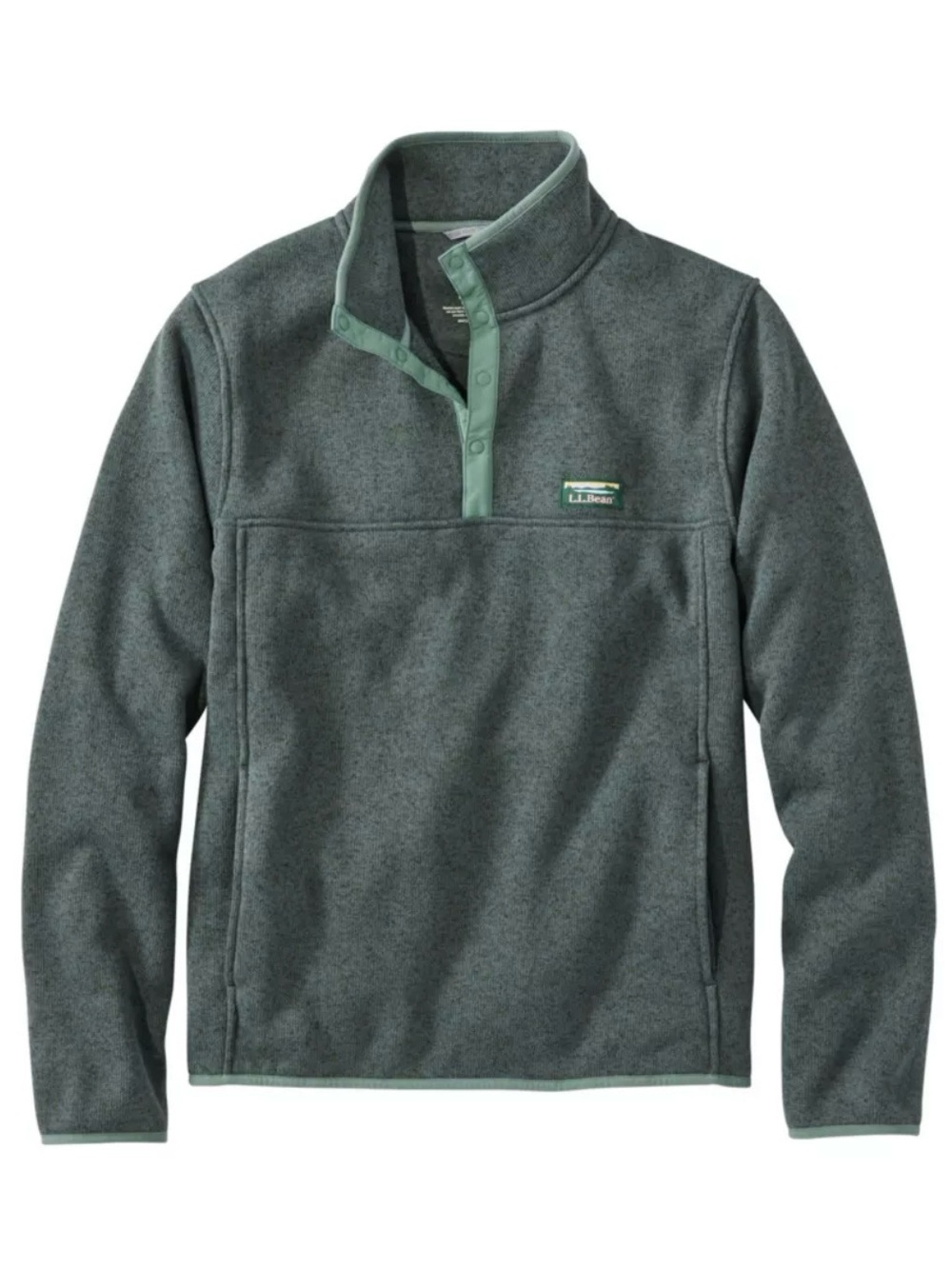 L.L. Bean Men's Sweater Fleece Pullover Size Medium Green Quarter Snap Cabincore